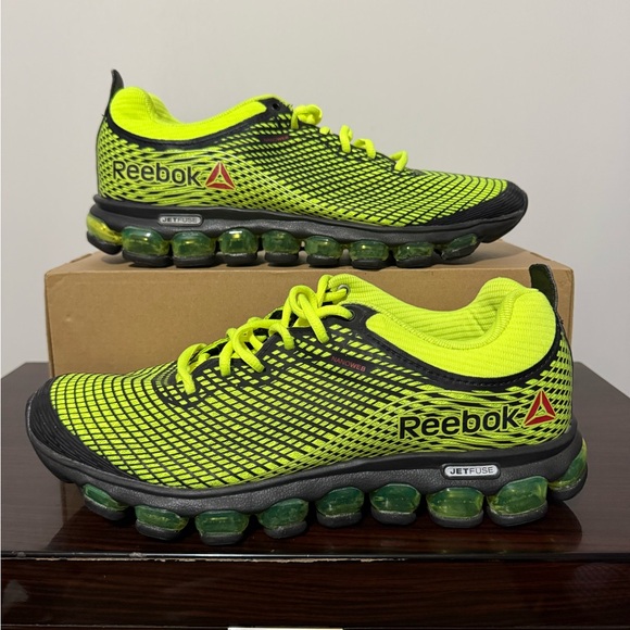 Reebok Mens Jetfuse Run M43953 Black Volt Neon Running Shoes Sneakers Size 11 - Picture 1 of 5